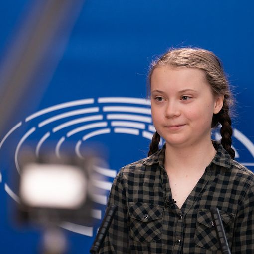 Un'immagine d'archivio della giovane attivista al Parlamento Europeo