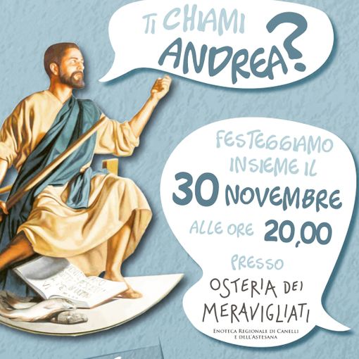 Canelli, sabato prossimo si svolgerà una cena cui sono chiamati a raccolta tutti/e gli e le Andrea