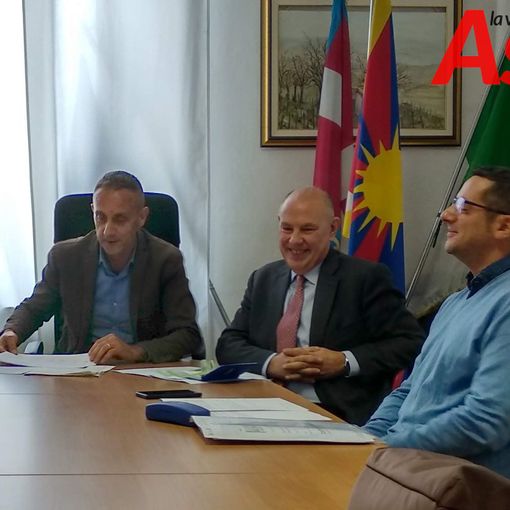 Massimo Cerruti, Alberto Pasta e Davide Giargia ritratti nel corso della conferenza stampa