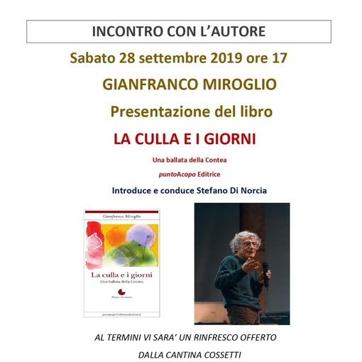Presentazione castelnovese per il nuovo romanzo di Gianfranco Miroglio
