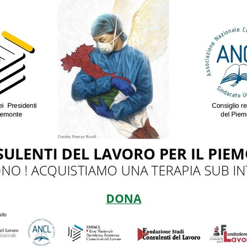 Anche i consulenti del lavoro partecipano alla 'gara di solidarietà' in favore della sanità piemontese