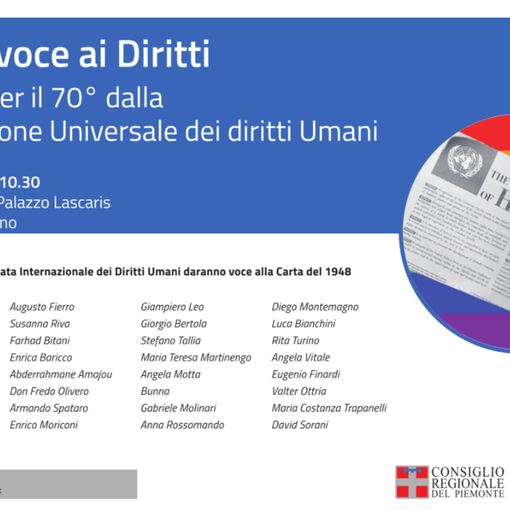 Anche l’astigiana Angela Motta tra i protagonisti del reading celebrativo della Dichiarazione Universale dei Diritti Umani