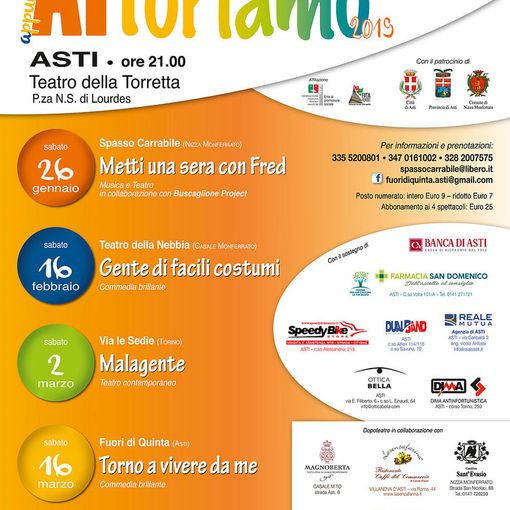 Il 2019, riporta ad Asti ATtoriamo, rassegna di teatro amatoriale