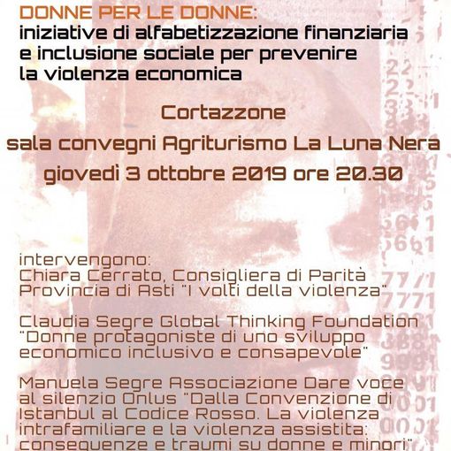 A Cortazzone una serata “Donne per le donne” contro la violenza economica