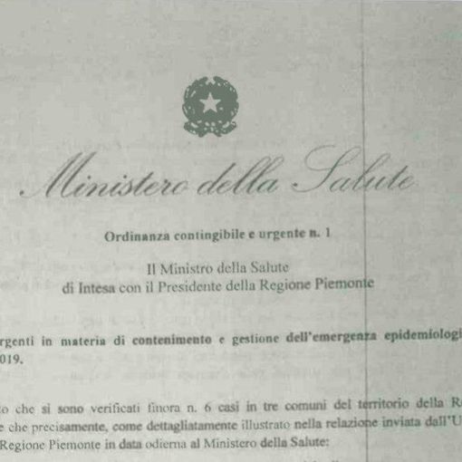 Coronavirus, ecco il testo integrale dell’ordinanza firmata dal ministro Speranza e dal presidente Cirio