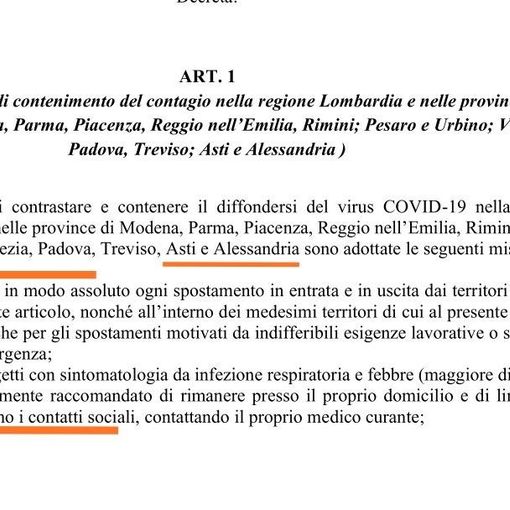 Uno stralcio della bozza del decreto, disponibile anche in allegato, con l'indicazione delle nuove restrizioni