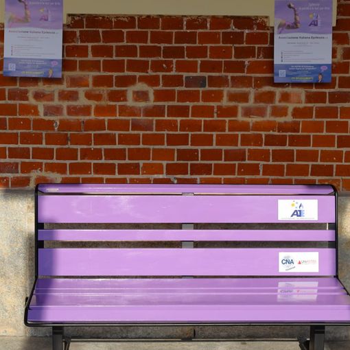 La panchina viola dell'università di Asti, simbolo della sensibilizzazione nei confronti dell'epilessia