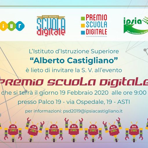 Al Palco 19 di Asti il Premio Scuola Digitale, seconda edizione, mercoledì 19 febbraio alle 9