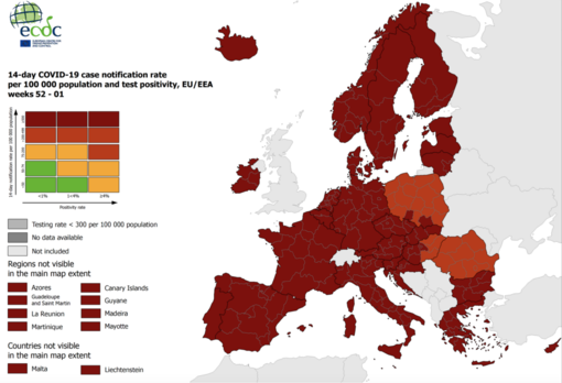 La mappa dei contagi in Europa