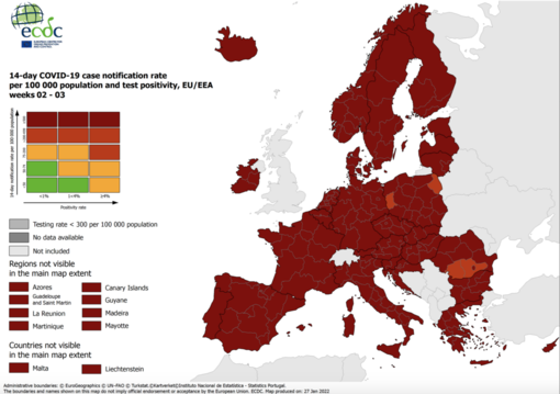 Mappa europea del contagio. Sesta settimana in rosso per il Piemonte