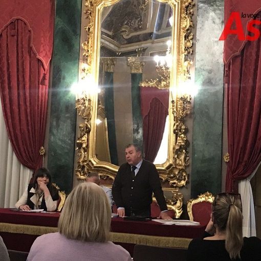 Pino Masciari nel corso di un convegno ad Asti. Foto di archivio