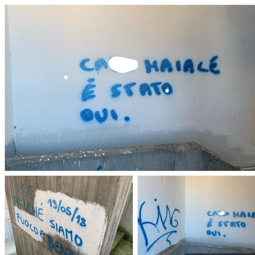 Scritte sui muri al Palazzetto dello Sport di Asti