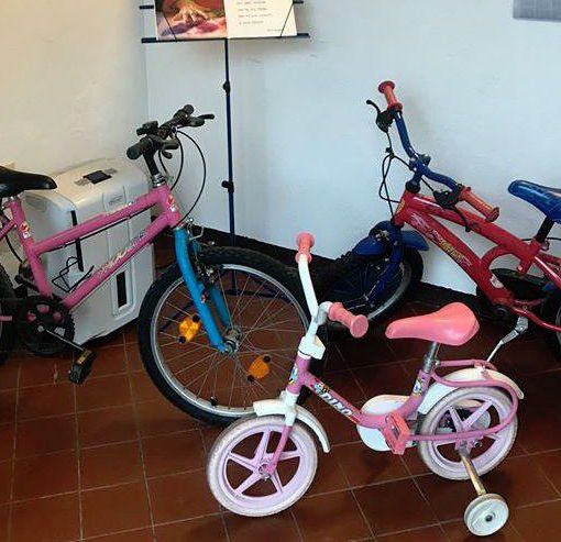 Tre delle venti biciclette donate