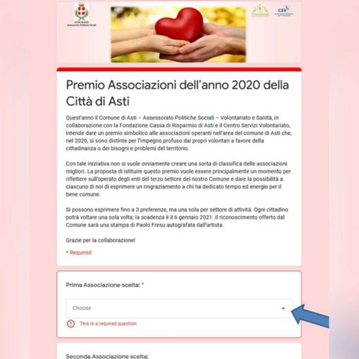 Schema votazione associazioni di volontariato