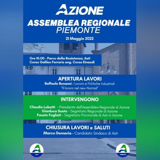La locandina dell'assemblea regionale di Azione