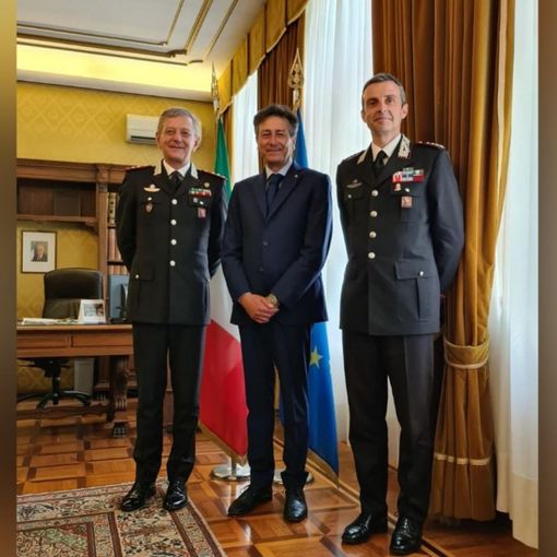 Nella foto, da sinistra a destra, il Generale Iacobelli, il Prefetto Ventrice e il Colonnello Breda