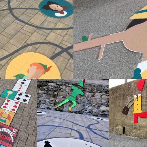 Collage fotografico di parchi giochi diffusi realizzati nel cuneese (foto d'archivio)