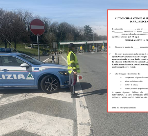 Coronavirus, per spostarsi è necessaria l’autocertificazione