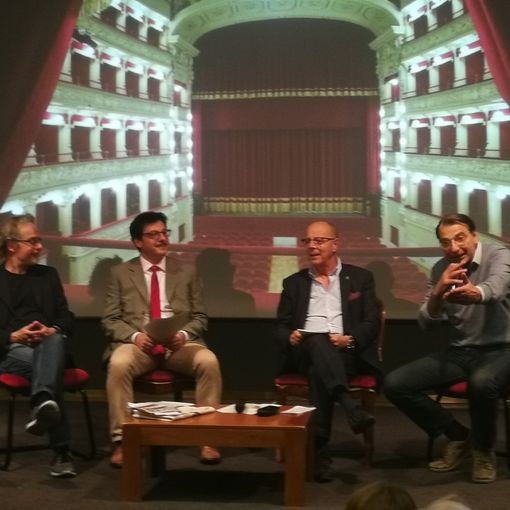 La conferenza stampa di presentazione: Mario Nosengo, Matteo Negrin, Gianfranco Imerito, Gianluigi Porro