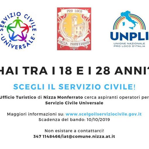 L'Ufficio Turistico di Nizza Monferrato cerca giovani per il Servizio civile