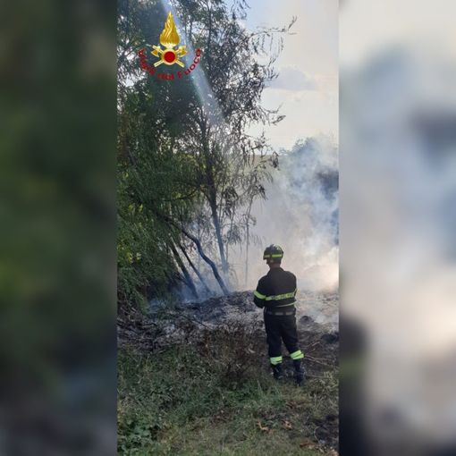 A Villanova incendio di un deposito ramaglie. Tre mezzi dei vigili del fuoco sul posto
