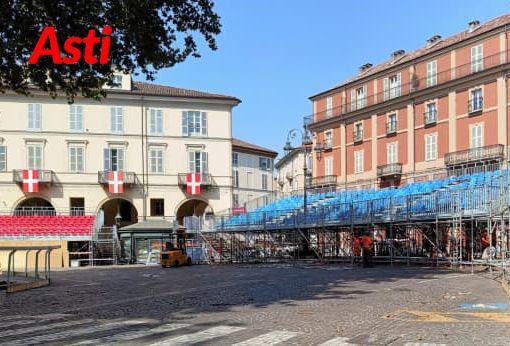 L'allestimento del catino per il Palio 2023 (Merphefoto)