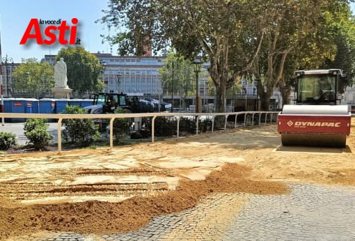 L'allestimento del catino per il Palio 2023 (Merphefoto)