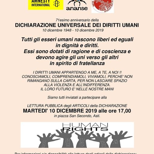 Il 10 dicembre ricorre l'anniversario della Dichiarazione Universale dei Diritti Umani