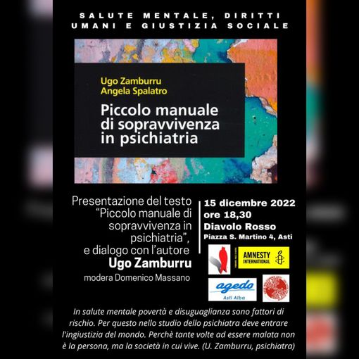 Al Diavolo Rosso di Asti presentazione del 'Piccolo manuale di sopravvivenza in psichiatria' con  Ugo Zamburru