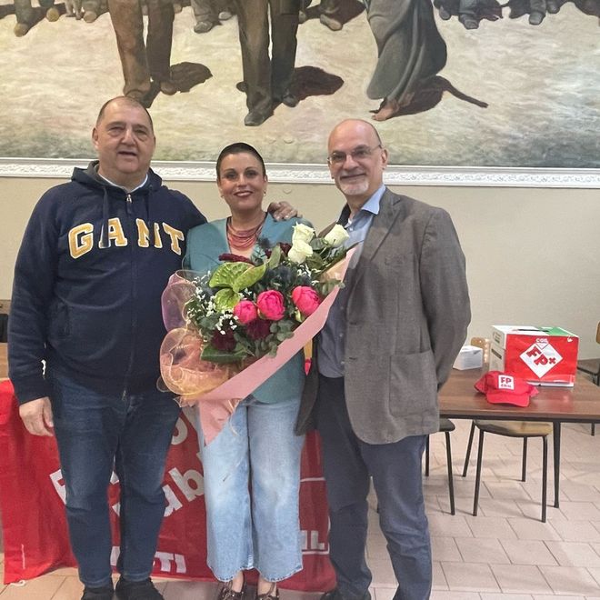 Arianna Franco con i vertici della Cgil