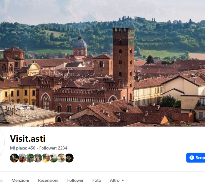 La pagina Facebook Visit.asti con l'evidenza di un mucchio di follower