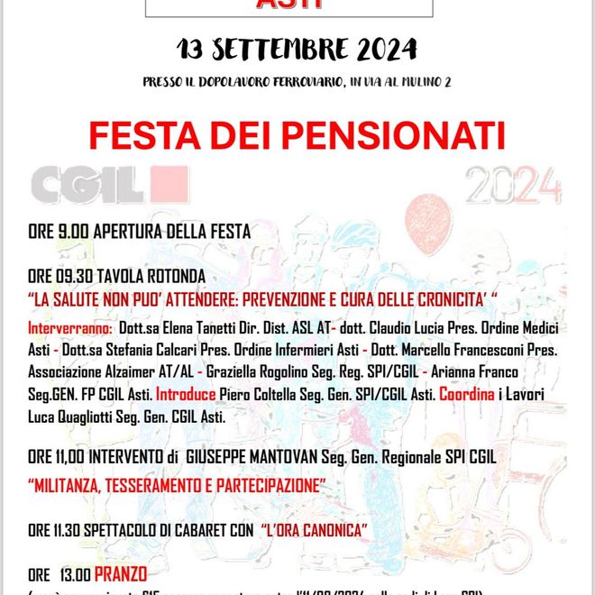 Festa dei pensionati CGIL: un evento tra convivialità e approfondimenti sulla salute