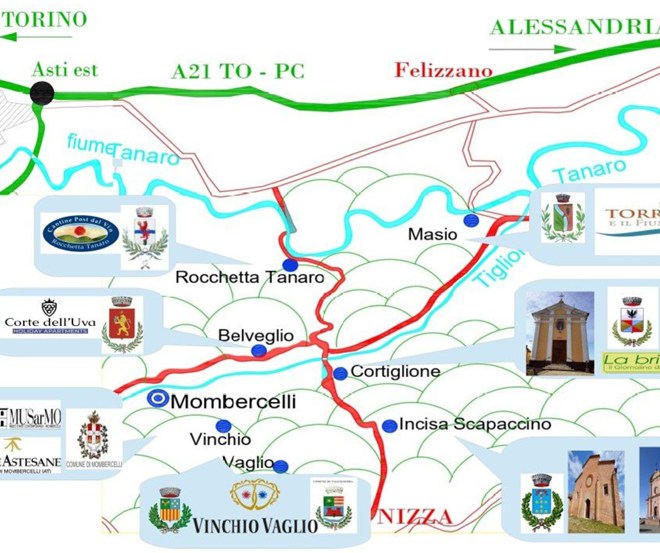 La mappa dei luoghi in cui si svolgerà la mostra diffusa