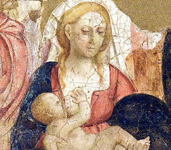 Madonna del Latte nell'affresco attribuito a Gandolfino