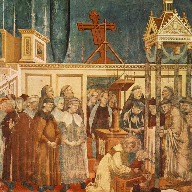 Giotto, &quot;Il presepe di Greccio&quot; - affresco, Basilica Superiore di Assisi
