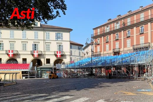 L'allestimento del catino per il Palio 2023 (Merphefoto)