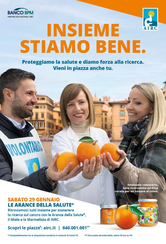 Le Arance della salute tornano nelle piazze per sostenere la ricerca e la sana alimentazione