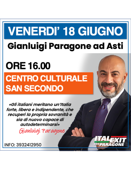 Locandina Senatore Paragone ad Asti Locandina Senatore Paragone ad Asti