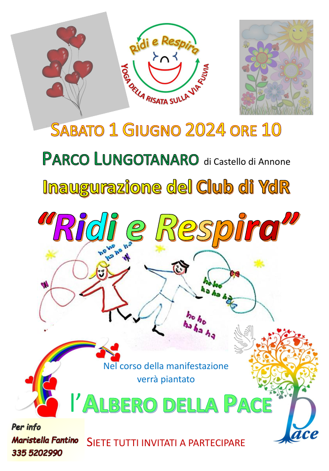 Sabato verrà inaugurato il Club di Yoga della Risata “Ridi e Respira – Yoga della Risata sulla Via Fulvia”