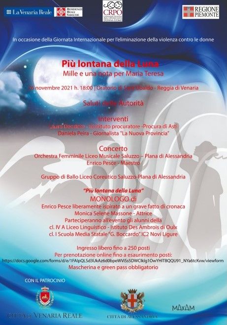 La locandina della serata in memoria di Maria Teresa Novara