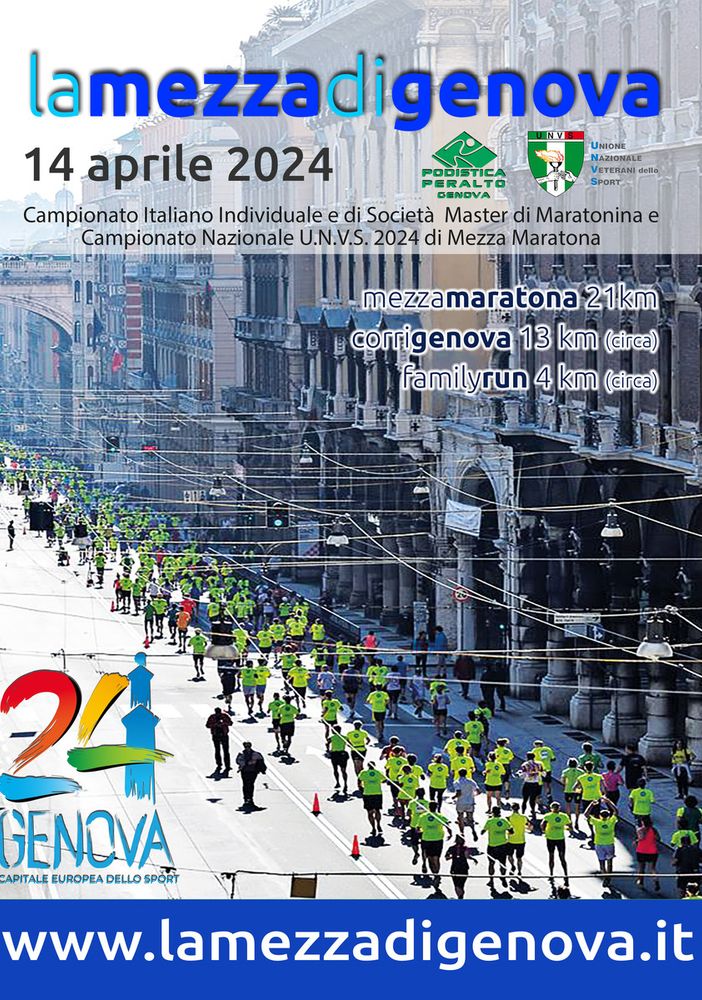 Mezza di Genova: sarà valida come Campionato italiano individuale e di Società Master di Maratonina