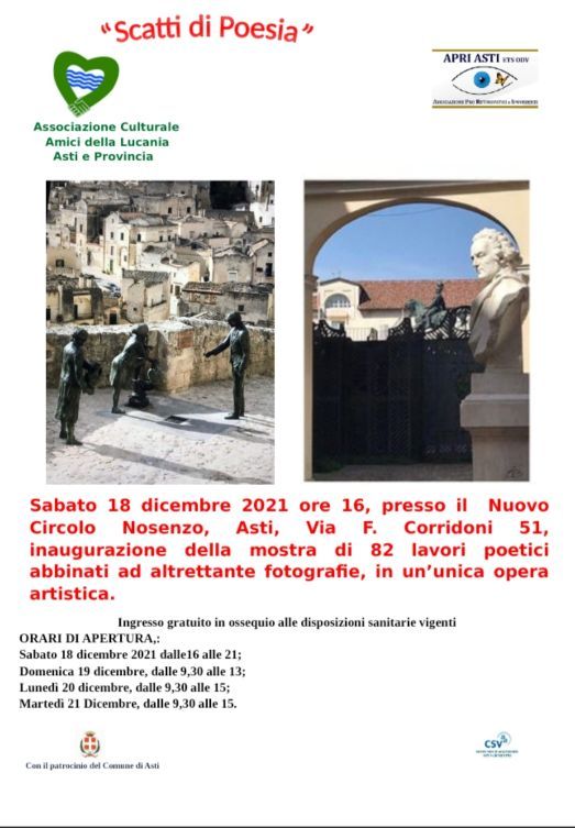 Sabato al Circolo Nosenzo l'inaugurazione della mostra &quot;Scatti di poesia&quot;