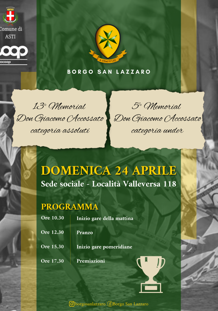 Borgo San Lazzaro: domenica 24 aprile il Memorial Don Giacomo