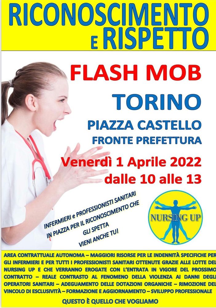 Domani gli infermieri e i professionisti della sanità piemontesi scenderanno in piazza per un flash mob