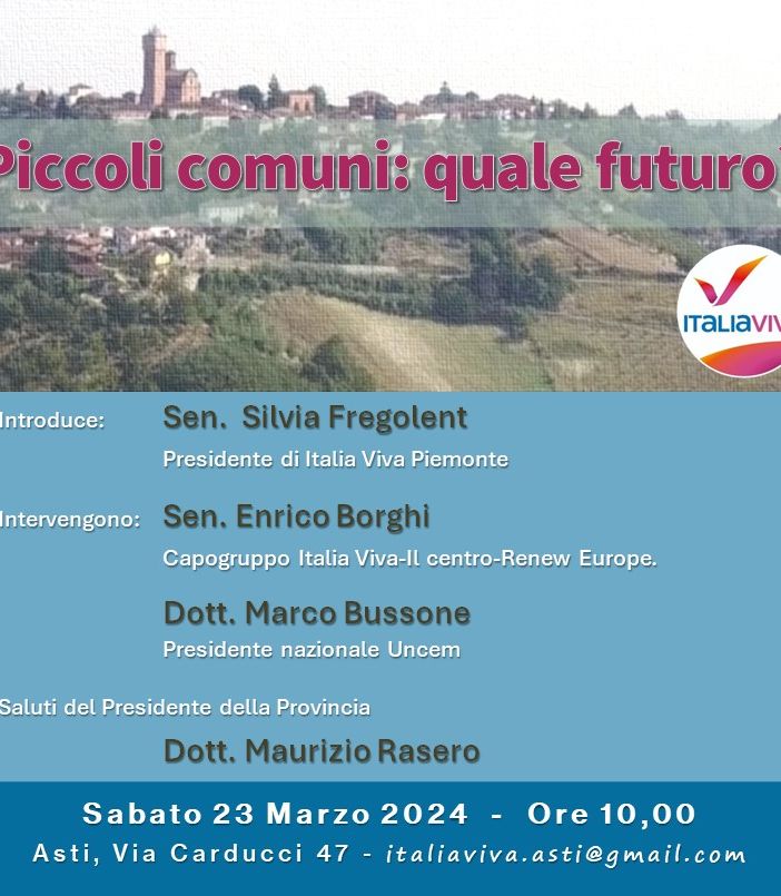 La tavola rotonda sul futuro dei piccoli comuni piemontesi parte da Italia Viva