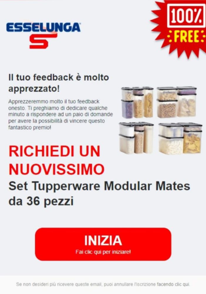 Il finto sondaggio che arriva via mail ai clienti Esselunga