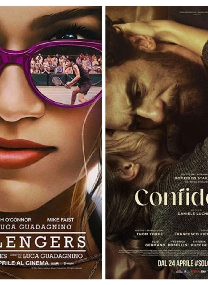 Collage fotografico con i poster dei  nuovi film di Luca Guadagnino e Daniele Luchetti