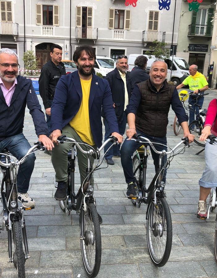 Il deputato Andrea Giaccone, il sindaco di Nizza Monferrato Simone Nosenzo, il vicepresidente della Regione Piemonte Fabio Carosso e la responsabile dell'Ufficio di comunicazione del vicepresidente della Regione Piemonte Giovanna Quaglia
