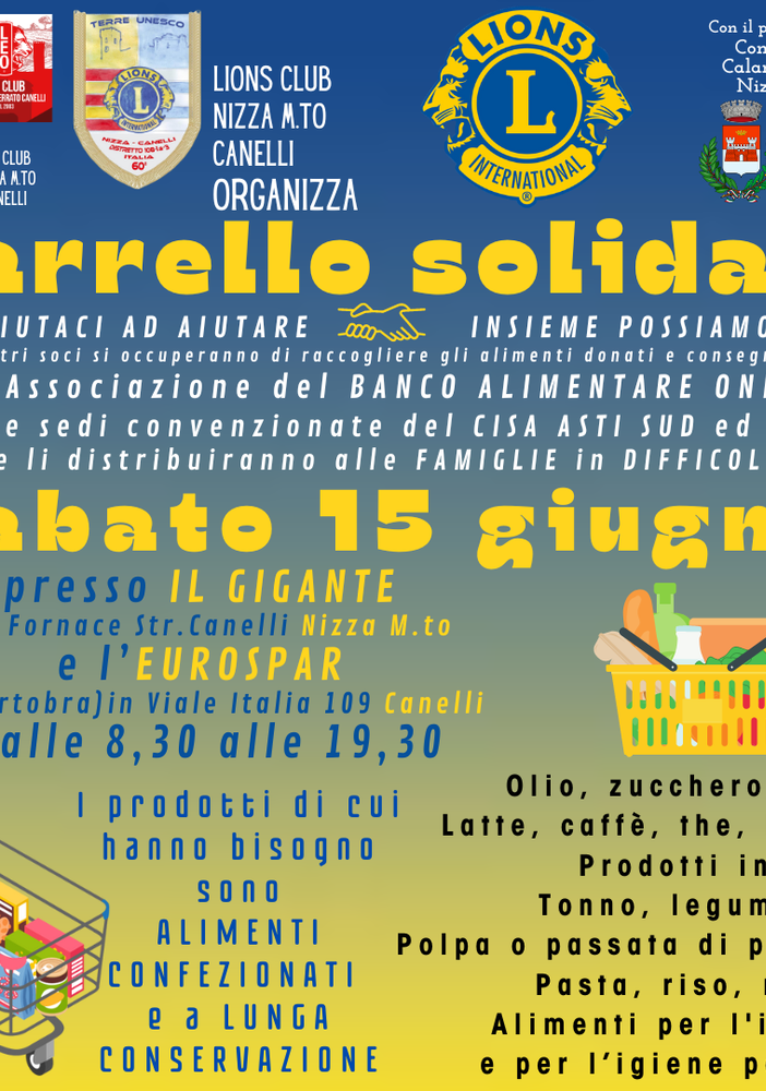 Lions Club di Nizza Monferrato e Leo Club di Canelli in campo per il &quot;Carrello Solidale&quot;