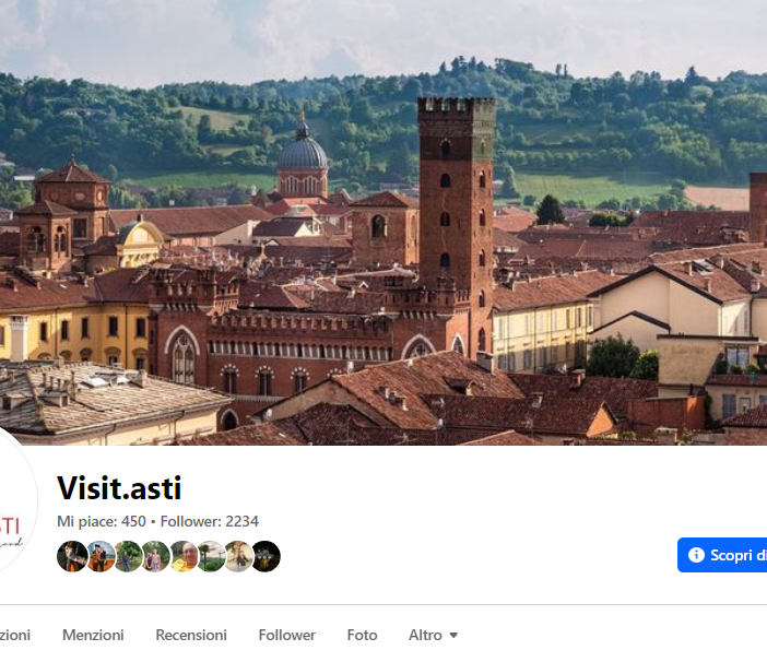 La pagina Facebook Visit.asti con l'evidenza di un mucchio di follower